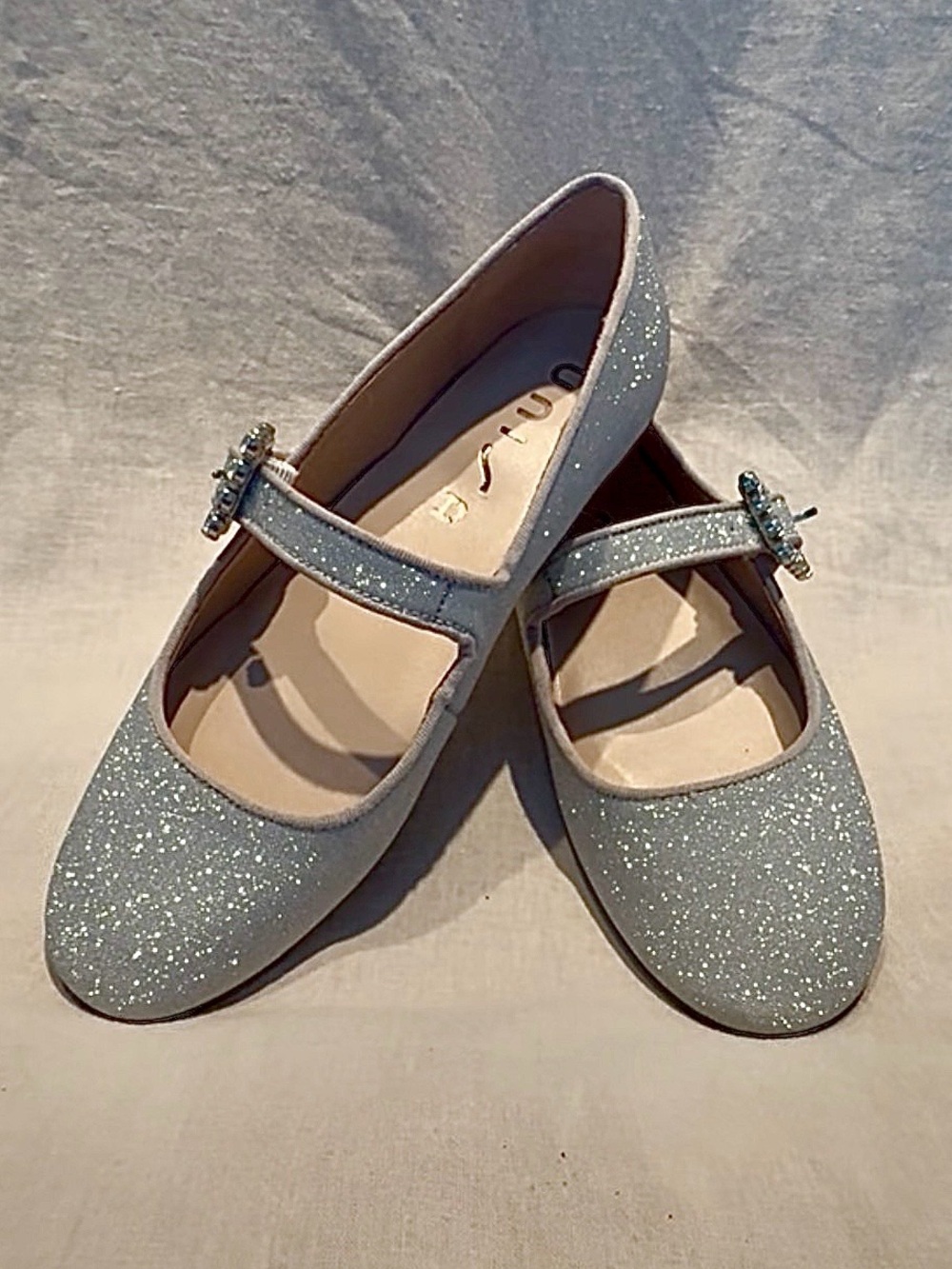 Unisa Sparkle Mary Jane Flats in Silver Glitter